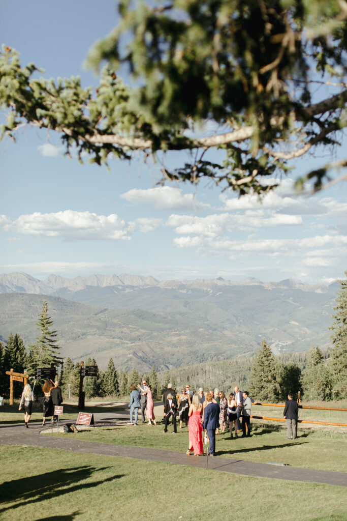 Cocktail hour during wedding at Spruce Saddle Lodge at Beaver Creek Resort